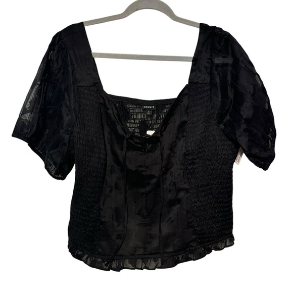 Torrid Cotton Clip Floral Smocked Crop Top Black 3X - Picture 7 of 12